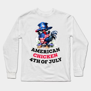 Funky Chicken in Stylish Hat Long Sleeve T-Shirt